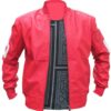 8 Ball Pink Leather Bomber Jacket