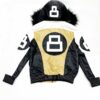 Khaki and White 8 Ball Hooded Jacket