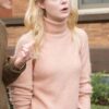 A Rainy Day In New York Elle Fanning Pink Sweater