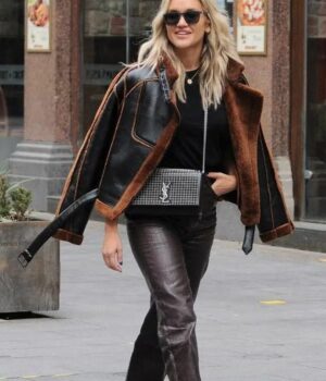 Ashley Roberts Christmas Shearling Aviator Jacket