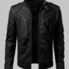 Men’s Black Biker Slim Fit Leather Jacket