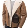 Men’s Brown Sheepskin Biker Jacket