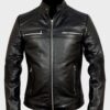 Mens Black Biker Cafe Racer Jacket