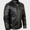 Mens Black Biker Cafe Racer Jacket