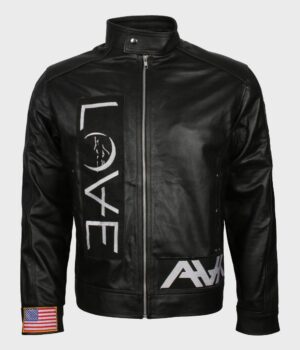 Mens Black Leather Love Jacket
