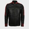 Mens Cafe Racer Red & Black Leather Jacket