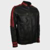 Mens Cafe Racer Red & Black Leather Jacket