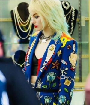  	Harley Quinn Birds Of Prey Blue Blazer