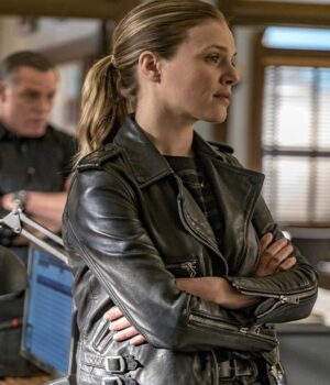 	Hailey Upton Chicago PD Black Biker Jacket