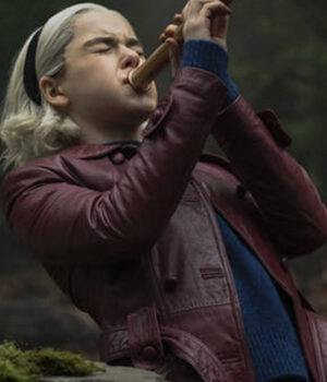  	Chilling Adventures of Sabrina Spellman Burgundy Leather Coat