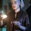  	Chilling Adventures of Sabrina Spellman Maroon Leather Peacoat