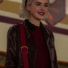  	Chilling Adventures of Sabrina Spellman Maroon Leather Peacoat