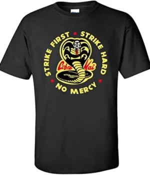  	Cobra Kai Snake Logo Printed Black T-shirt