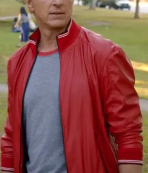  	William Zabka Cobra Kai Red Bomber Leather Jacket
