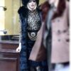  	Emma Stone Cruella Black Fur Coat