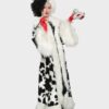  	Emma Stone Cruella Black Dot White Shearling Coat