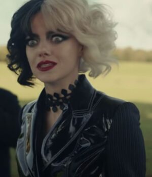  	Emma Stone Cruella Black Leather Jacket