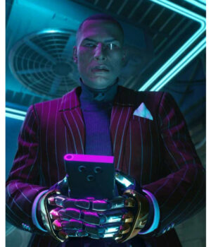  	Mr. Goldhand Cyberpunk 2077 Maroon Suiting Fabric Blazer
