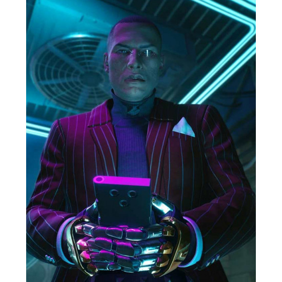  	Mr. Goldhand Cyberpunk 2077 Maroon Suiting Fabric Blazer