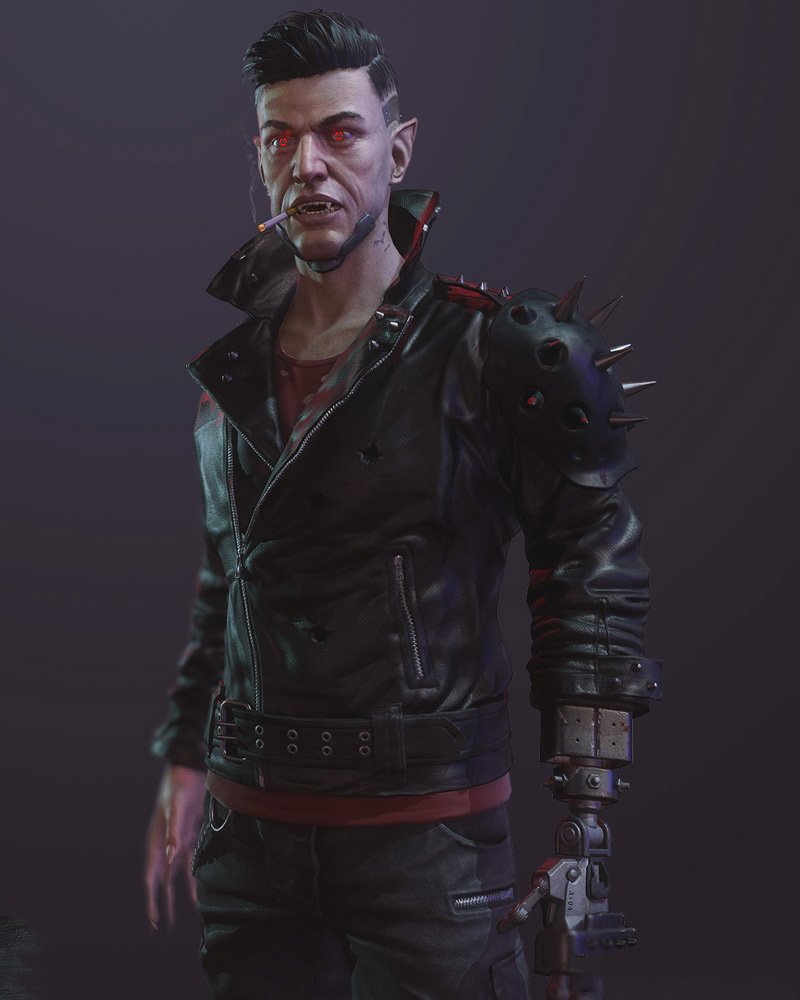  	Cyberpunk 2077 Dracula Black Studded Jacket