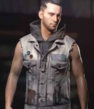  	Cyber Punk 2077 Grey Leather Vest
