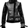 Womens Top Gun Vegan Black Leather Jacket 1