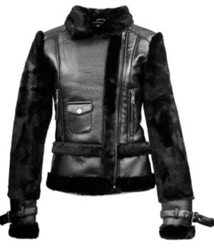 Womens Top Gun Vegan Black Leather Jacket 1