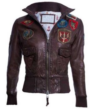 Womens Top Gun Dark Brown Leather Jacket 1