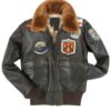 Top Gun Patched G-1 Flight Bomber Grey Leather Jacket 1