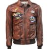 Top Gun Flying Tigers Brown Leather Jacket 1