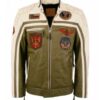 Top Gun Biker Olive Green Leather Jacket 1