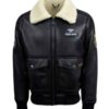 Mens Top Gun Shearling Black Leather Jacket 1