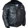 Mens Top Gun Aviator Black Leather Jacket 1