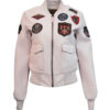 Womens Top Gun Light Pink Vegan Leather Jacket 1