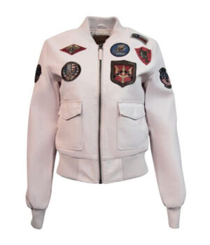 Womens Top Gun Light Pink Vegan Leather Jacket 1