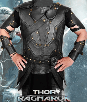 Thor Ragnarok Brown Leather Vest with Removable Belts 1