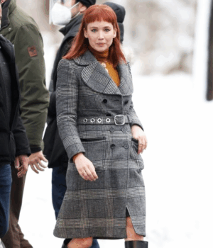 Don’t Look Up 2021 Jennifer Lawrence Grey Checkered Coat