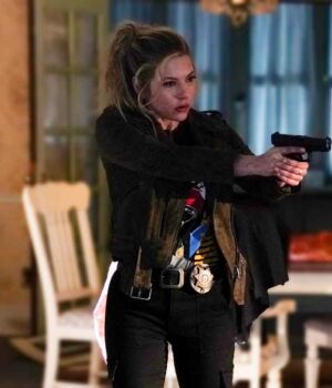 Big Sky Katheryn Winnick Green Suede Jacket 1