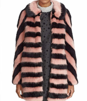 Riverdale S05 Jessica Stripped Fur Coat