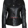 Anne Hathaway Smart Black Leather Jacket 2