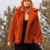 Yellowstone Kelly Reilly Orange Shearling Coat 1