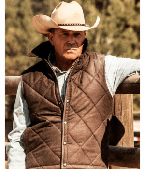 Yellowstone John Dutton Brown Cotton Quilted Vest