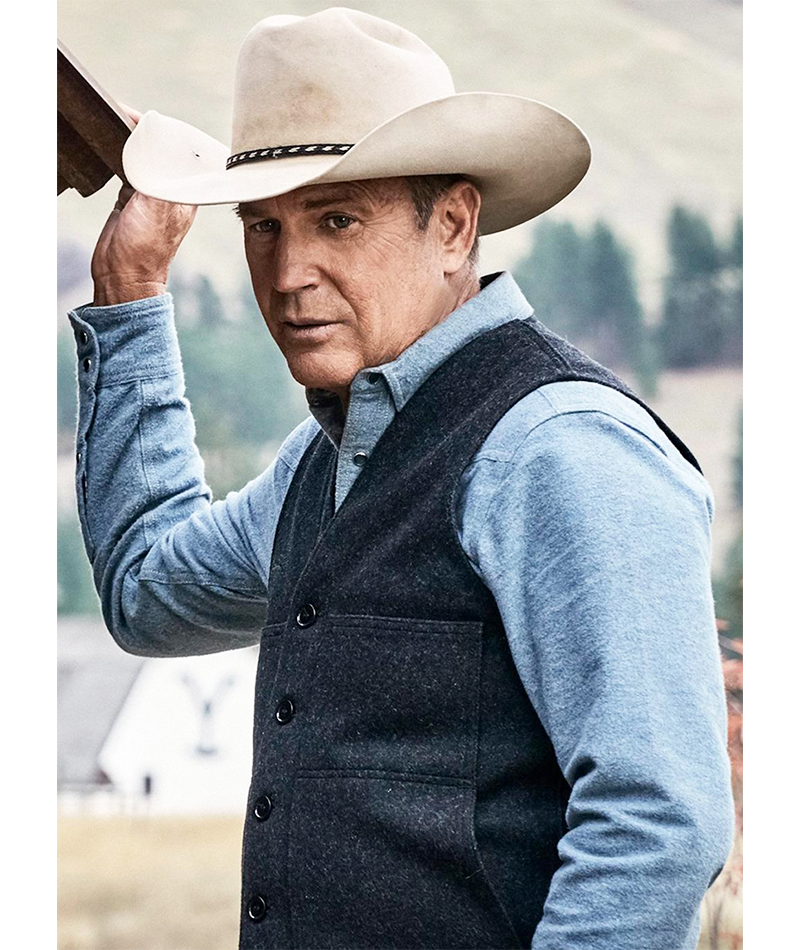 Yellowstone TV Series John Dutton Grey Wool Vest Yellowstone TV Series John Dutton Grey Wool Vest