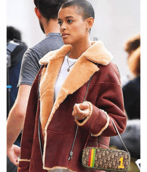 Gossip Girl Julien Calloway Brown Shearling Jacket