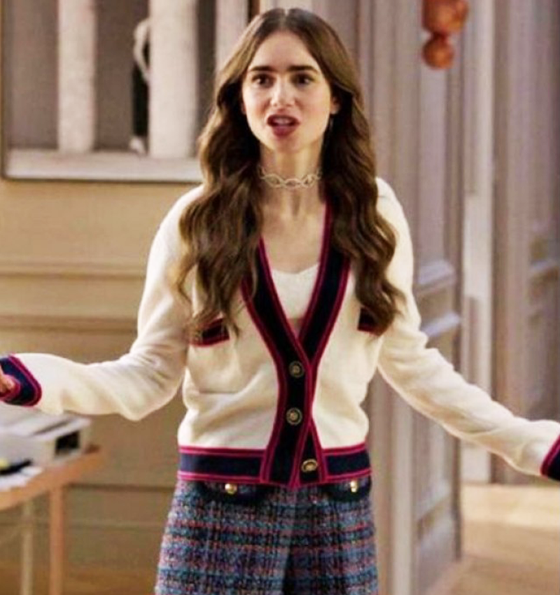 Emily In Paris S02 Emily Cooper White Cardigan Emily In Paris S02 Emily Cooper White Cardigan 1