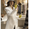 Emily In Paris Lily Collins White Fringe Trim Coat 1