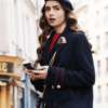 Emily In Paris TV Series Lily Collins Blue Wool Coat 2