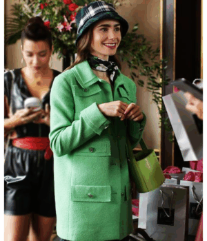 Emily In Paris Lily Collins Multi-Pocket Green Coat 1