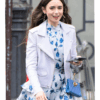 Lily Collins Emily in Paris White Leather Jacket