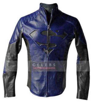 Superman Smallville Men Blue Leather Jacket 1